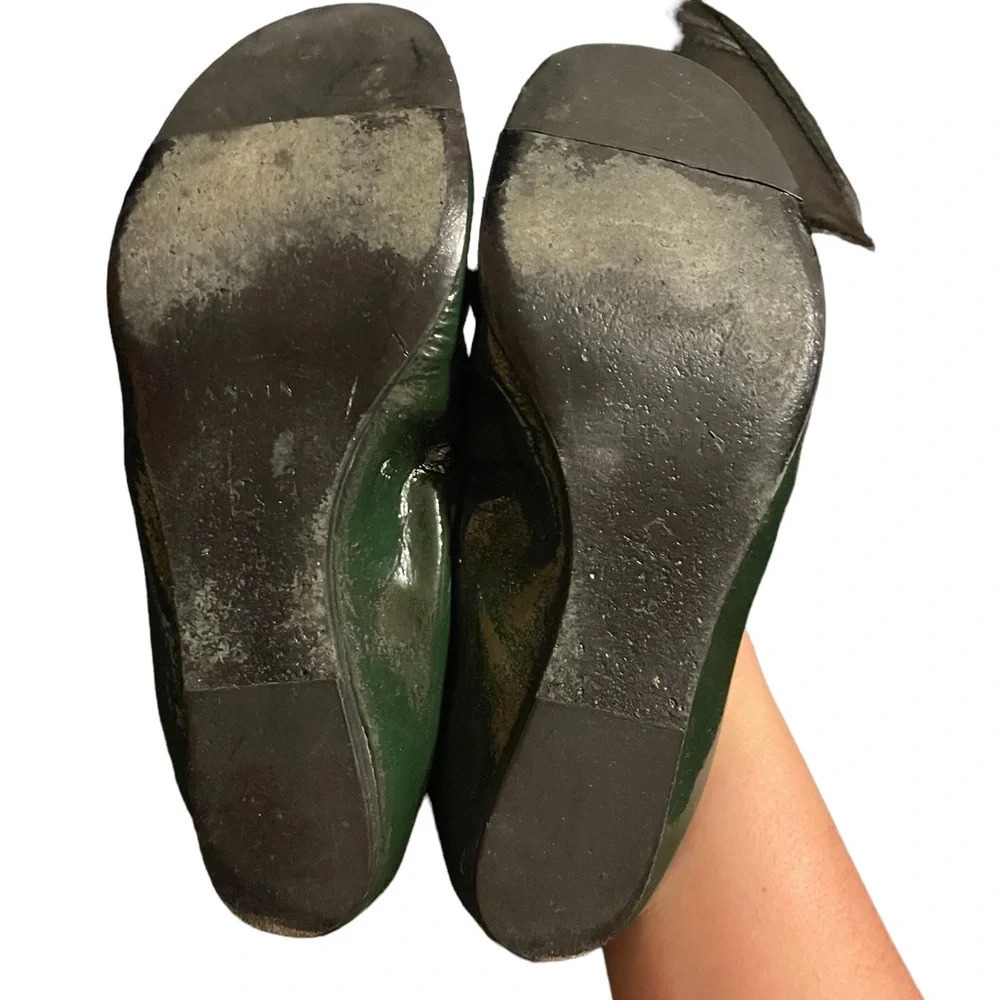 LANVIN HUNTER GREEN PATENT LEATHER FLATS - Picture 6 of 6